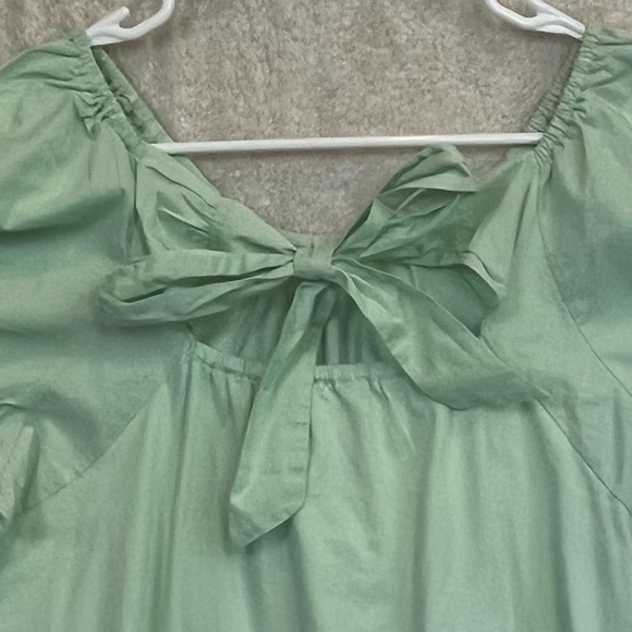 NWT J. Crew Mint Green Tie Back Peasant Boho Top Blouse Back Bow Tie Sz L - Picture 11 of 16